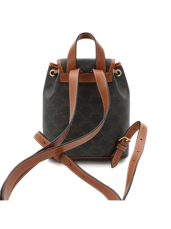 Celine Trio Mini Folco Backpack Leather Tan Brown Gold main image 8